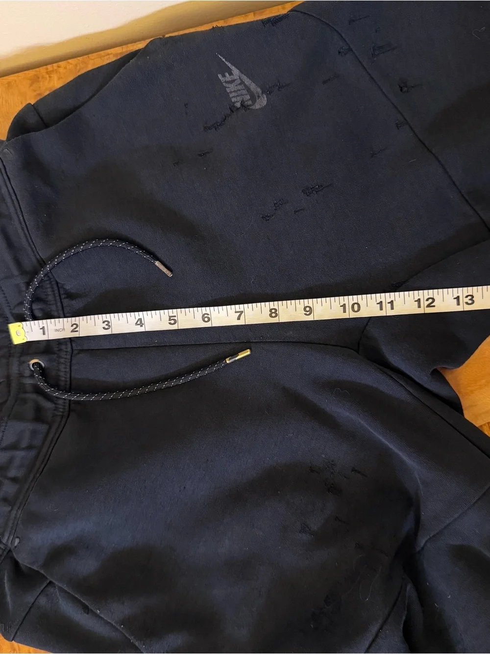 Nike Tech Fleece Joggers Sweatpants Black Small Distressed Pockets Drawstring